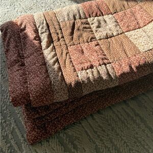 Patchwork Quilt in Red and Brown Floral Tones